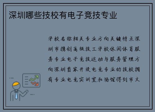 深圳哪些技校有电子竞技专业